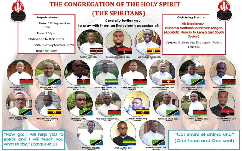 A poster announcing the Perpetual Vows and Diaconate Ordinate of 22 Seminarians of the Congregation of the Holy Spirit (Spiritans). / Congregation of the Holy Spirit (Spiritans).