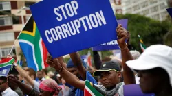 South Africans protesting against the high rate of corruption in their country.