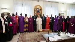 Pope Francis with South Sudanese leaders in the Vatican. Credit: Vatican Media