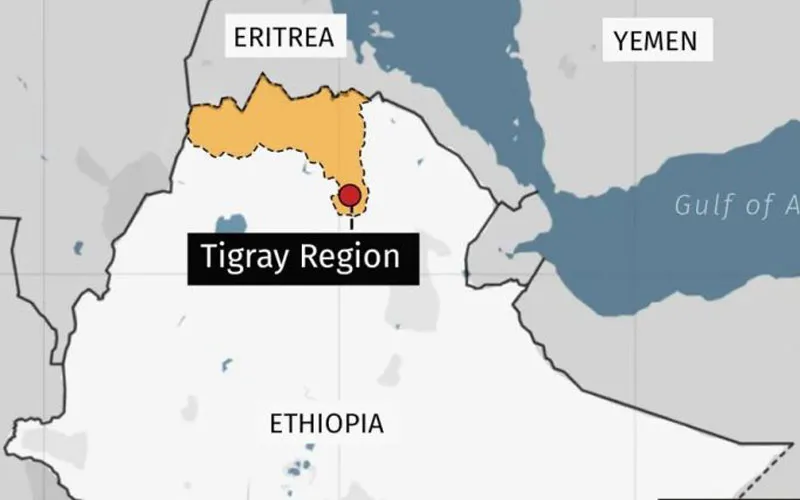 Map Showing Ethiopia's Tigray region.