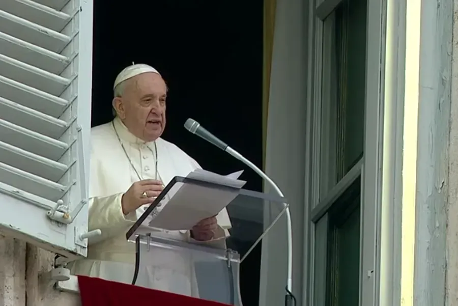 Pope Francis delivers his Angelus address at the Vatican, Jan. 2, 2022. Screenshot from Vatican News YouTube channel.