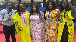 Sierra Leone's Minister for Gender Manty Tarawalli (centre) with campaigners after the GEWE Bill was passed. Credit: Trócaire