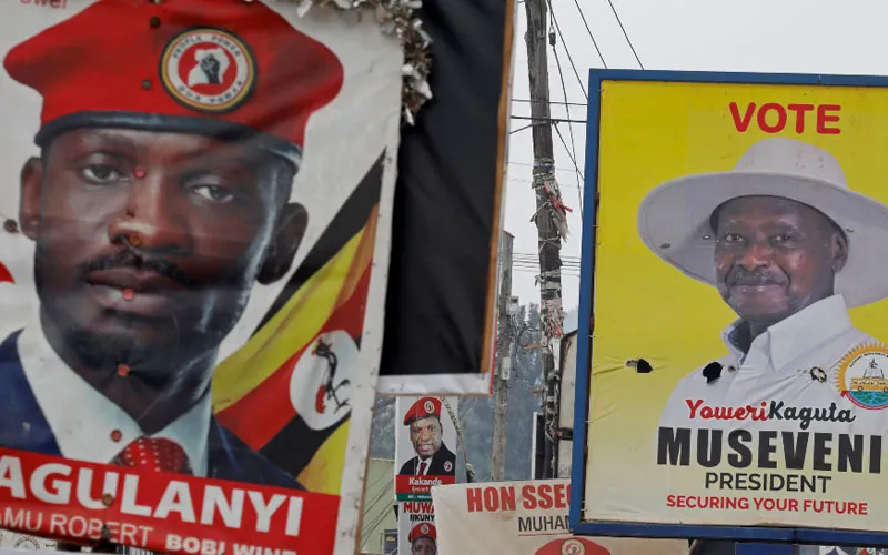 Singer-turned-politician Bobi Wine (left) is standing against long-term leader Yoweri Museveni (right) in Uganda's General elections slated for January 14. / Reuters