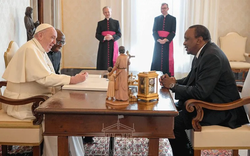 President Uhuru Kenyatta holding talks with Pope Francis at the Vatican Friday, November 6, 2020. / Vatican News.