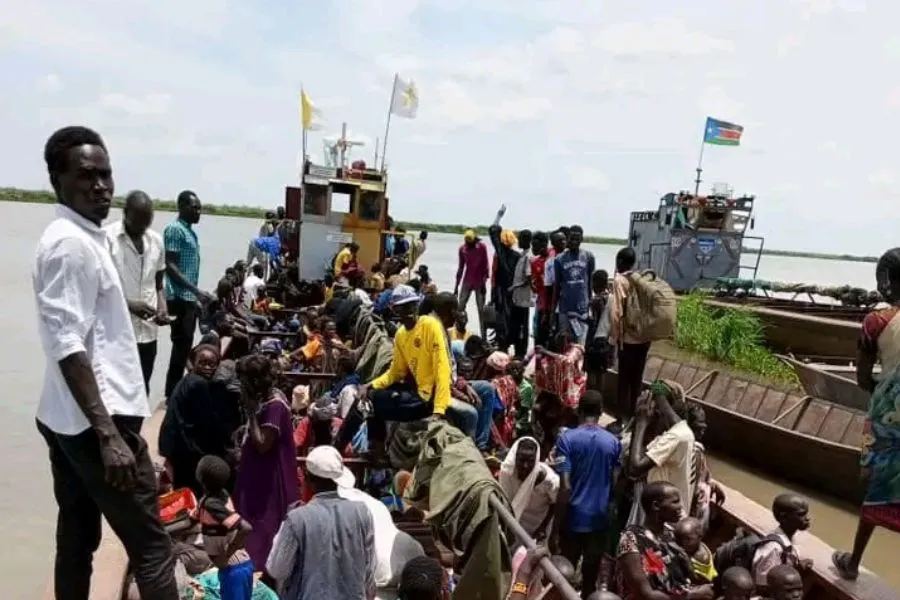 Boats belonging to Caritas South Sudan transporting persons fleeing violence in Sudan. Credit: Malakal Diocese