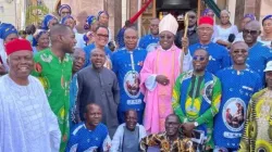Archbishop Ignatius Ayau Kaigama with parishioners of the Holy Trinity Catholic Parish of his Metropolitan See. Credit: Abuja Archdiocese