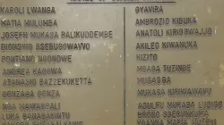 A plaque containing the names of the 22 Uganda Martyrs honored on June 3. In addition to these, two more, Blessed Jildo Irwa and Blessed Daudi Okello, beatified in 2002 are honored on October 20