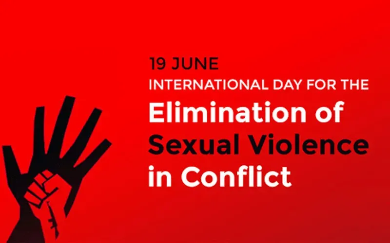 A poster for the International Day for the Elimination of Sexual Violence in Conflict. Credit: Courtesy Photo