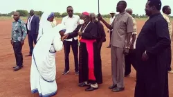 Bishop Matthew Remijio Adam, Apostolic Administrator of the Diocese of Rumbek welcomed upon his arrival in Rumbek. Credit Courtesy Photo