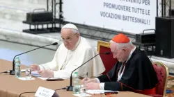Pope Francis addresses the International Theological Symposium on the Priesthood at the Vatican’s Paul VI Hall, Feb. 17, 2022. Daniel Ibáñez/CNA.
