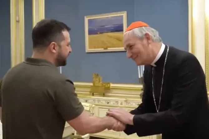Pope Francis’ envoy to Ukraine Cardinal Matteo Zuppi on June 6, 2023, finished a “brief but intense” two-day visit to Kyiv, which included a meeting with President Volodymyr Zelenskyy. | Credit: Vatican News/YouTube