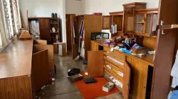 The sacristy of St. Andrew’s Catholic Parish of Bulawayo Archdiocese temporarily closed due to a robbery break in and desecration that took place in the early hours of today 24 January 2022. Credit: Bulawayo Archdiocese/Facebook