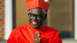 Cardinal Robert Sarah smiles outside St. John the Baptist Parish in Allentown, New Jersey, on the 2025 Solemnity of Christ the King. (photo: Allison Girone/LatinMassPhotographer.com)