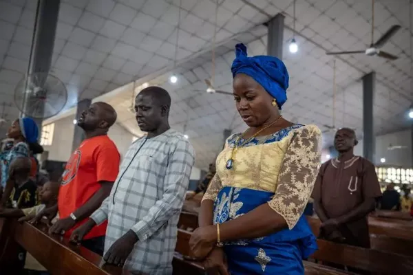 Catholics pray at St. Michael Cathedral in Minna on Nov. 30, 2025. (photo: LIGHT ORIYE TAMUNOTONYE / AFP via Getty Images)