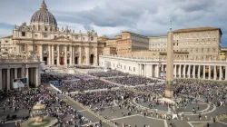 Pilgrims gather in St. Peter's Square for a Mass and canonization of 14 new saints on Sunday, Oct. 20, 2024. / Credit: Daniel Ibáñez/CNA