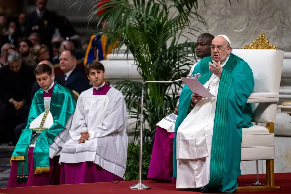 Pope Francis delivers his homily during the Jan. 26, 2025, Mass for Word of God Sunday at St. Peter’s Basilica. / Credit: Daniel Ibáñez/CNA