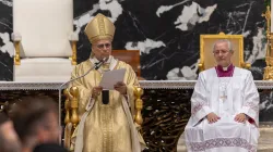 Pope Leo XIV celebrates a Mass of episcopal consecration at the Altar of the Chair in St. Peter's Basilica on Oct. 26, 2025. / Credit: Daniel Ibanez/CNA.