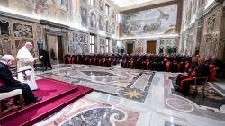 Pope Francis addresses participants in the plenary of the Congregation for Catholic Education in the Vatican's Clementine Hall, Feb. 20, 2020. Credit: Vatican Media.