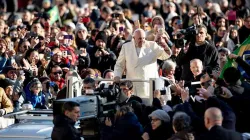 Pope Francis on the popemobile Dec. 4, 2019. Credit: Daniel Ibanez/CNA.