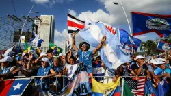 Young pilgrims gather before World Youth Day Panama opening Mass Jan. 22, 2019. Credit: Daniel Ibanez/CNA.