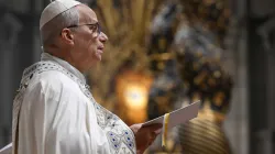 Pope Leo XIV presides over first vespers (evening prayer) in St. Peter's Basilica in anticipation of the Jan. 1 solemnity of Mary, Mother of God on Dec. 31, 2025. Credit: Vatican Media.