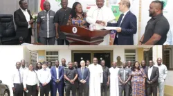 ishop Gabriel Edoe Kumordji with delegates from Huawei Technologies. Credit: Catholic Trends