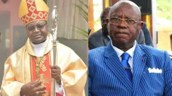 Bishop Abraham Kome (left) and Governor Awa Fonka Augustine (right). Credit: Bafang Diocese