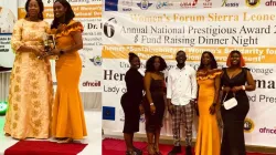 Caritas Freetown staff receive Women's Forum Sierra Leone award on behalf of Fr. Peter Konteh. Credit: Archdiocese of Freetown Freetown -Communications Unit