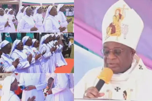 Archbishop Paul Ssemogerere of the Catholic Archdiocese of Kampala at the Little Sisters of St.Francis of Assisi Profession in Nkokonjeru. Credit: Ugandan Catholic online