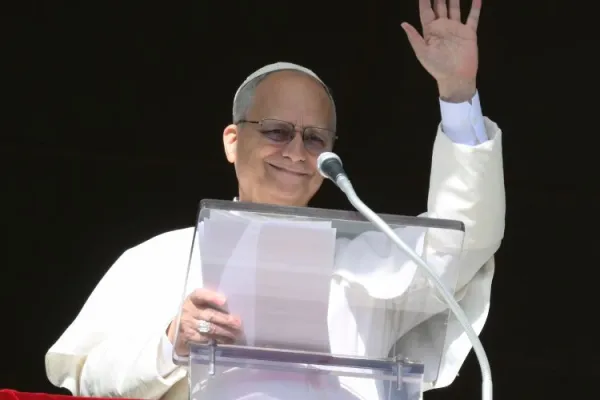 Pope Leo XIV greets pilgrims gathered in St. Peter's Square at the Vatican for the recitation of the Angelus on Jan. 25, 2026. | Credit: Vatican Media