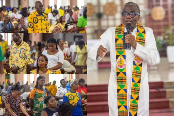 Fr. Filton Mensah delivering his sermon on the theme: new life in Christ. Credit: Catholic Archdiocese of Cape Coast/Fr. Francis Madonna Ayaric