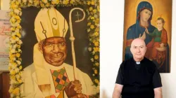 Portrait of Cardinal Otunga (Left), Fr. Marino Gemma, Rector of Resurrection Garden (Right).