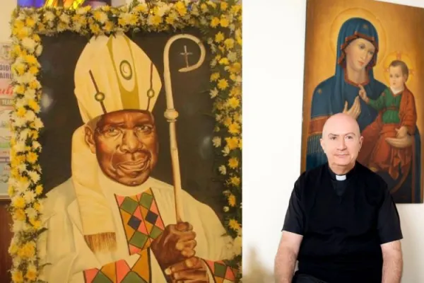 Portrait of Cardinal Otunga (Left), Fr. Marino Gemma, Rector of Resurrection Garden (Right).