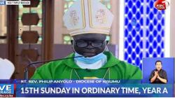 KCCB Chairman, Archbishop Philip Anyolo presiding over a televised Mass at the Holy Family Minor Basilica in Nairobi. / Kenya Broadcasting Corporation (KBC)