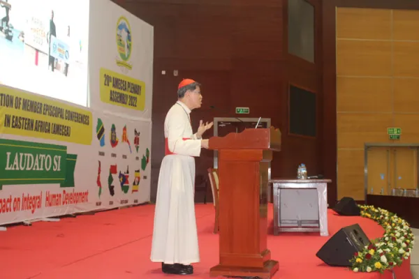 Luis Antonio Cardinal Tagle addressing delegates of the 20th AMECEA Plenary Assembly in Dar es Salaam, Tanzania on 11 July 2022. Credit: ACI Africa