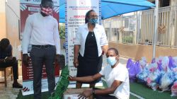 Sr. Olivia Umoh, DC, the Director of Street Children Project leading
the Kumasi Humanitarian Team to the streets of Kumasi to distribute sleeping mats and blankets to homeless citizens in Kumasi on Tuesday, September 15, / Caritas Ghana