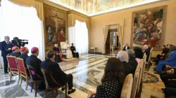 Pope Leo XIV meets with the leadership and staff of Caritas Internationalis, the Church’s global charitable network operating in more than 200 countries, on Nov. 21, 2025, at the Vatican. / Credit: Vatican Media