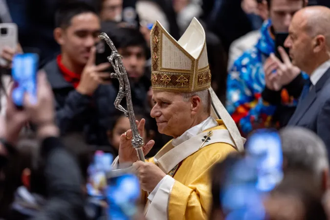 Pope Leo XIV celebrates Christmas Mass during the Night in a packed St. Peter's Basilica on Dec. 24, 2025.