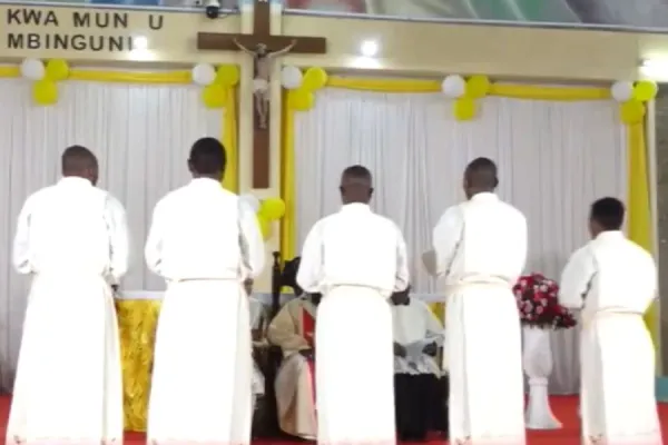 Screen grab of Deacons during the June 20 Priestly Ordination. Credit: Capuchin TV