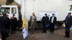 Members of the Uganda Catholic Medical Bureau receiving Personal Protective Equipment (PPEs) from the Government of Germany through its Embassy in the country in a bid to support the fight against COVID-19. / German Embassy Kampala/Facebook Page