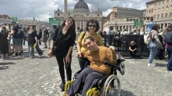 Ferrara, Italy resident Davide Andreoli and his family visit St. Peter's Square for the Jubilee of People with Disabilities, Monday, April 28, 2025. / Credit: Courtney Mares/CNA