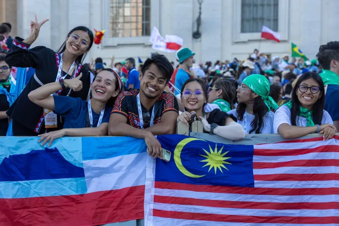 Young people gather for the Jubilee of Youth welcome Mass on July 29, 2025, in St. Peter’s Square at the Vatican.