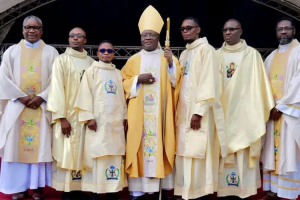 Archbishop Ignatius Ayau Kaigama poses with newly ordained Priests at the Redemptorist Spirituality Center in the Catholic Diocese of Oyo. Credit: Abuja Archdiocese/Facebook