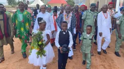 Archbishop Ignatius Kaigama in procession with the faithful of the All Saints Dutse Alhaji Parish of Nigeria’s Abuja Archdiocese on 24 October 2021. Credit: Archdiocese of Abuja/Facebook