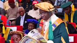 Archbishop Ignatius Ayau Kaigama of Abuja Archdiocese speaking at the 10th Convocation Ceremony of the Godfrey Okoye University in Abuja. Credit: Abuja Archdiocese
