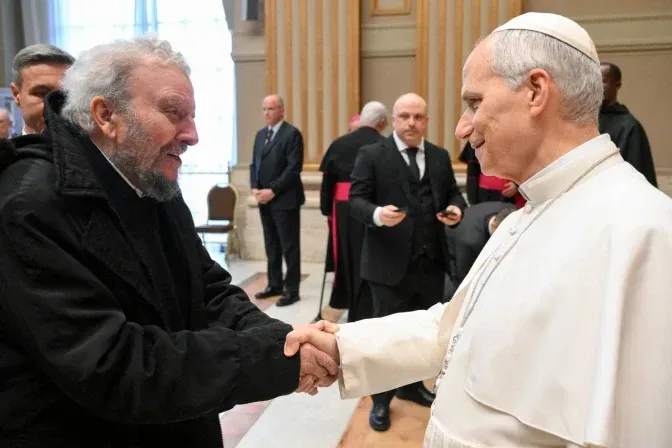 Pope Leo XIV greets Kiko Argüello on Jan. 19, 2026, at the Vatican. | Credit: Vatican Media