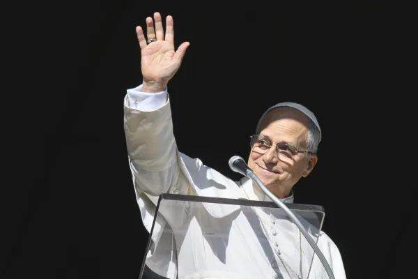Pope Leo XIV greets pilgrims gathered in St. Peter’s Square at the Vatican for the recitation of the Angelus on Dec. 28, 2025. / Credit: Vatican Media