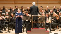 Soprano Catherine Wethington sings during a live performance of “Journey of Faith: A Musical Tribute to Mother Teresa” at Carnegie Hall. / Credit: Richard Termine