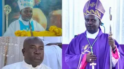 Bishop Stephano Lameck Musomba (right), appointed Local Ordinary of the newly erected Catholic Diocese of Bagamoyo in Tanzania and Mons. Armand Koné (in white), appointed Archbishop of the Catholic Archdiocese of Korhogo in Ivory Coast