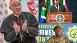 Stephen Cardinal Brislin, President Cyril Ramaphosa, and Lt. Gen. Nhlanhla Mkhwanazi. Credit: SACBC, SABC News